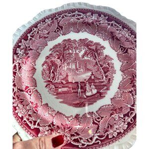 Masons Patent Ironstone China Pattern Vista Pink England Dinner Plate 10 3/4"